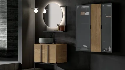 Free-standing floor bathroom cabinet Sidéro 05 in natural oak essence by Birex.