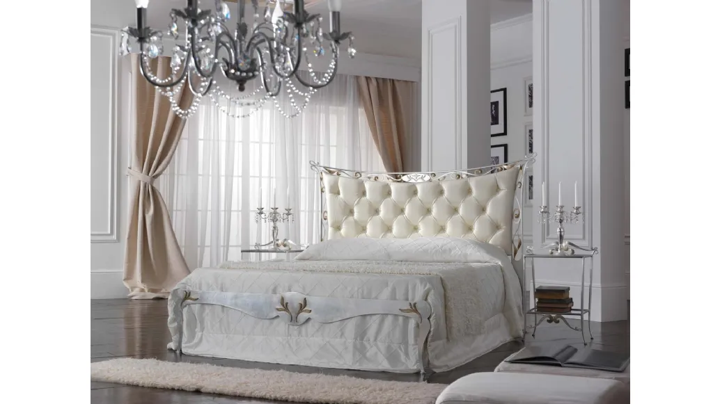 Agata bed with padded and quilted headboard by Florentiabed.