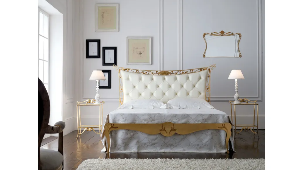 Agata bed with padded and quilted headboard by Florentiabed.