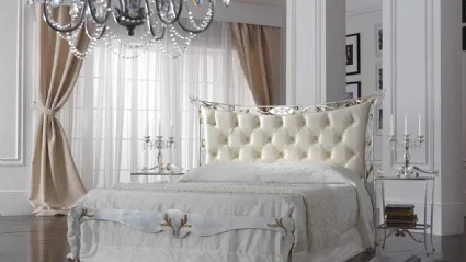 Agata bed with padded and quilted headboard by Florentiabed.