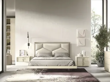 Alcor G13 bed with upholstered fabric headboard by Moretti Compact Giorno Notte.