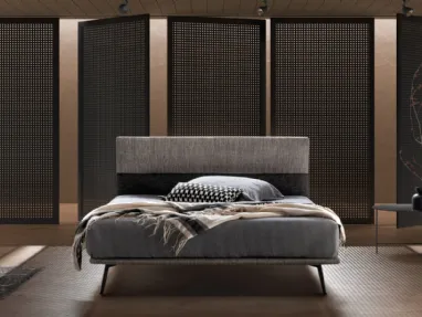 Minimal fabric bed with Dance headboard by Bside.