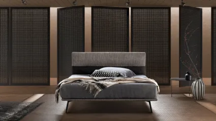 Minimal fabric bed with Dance headboard by Bside.