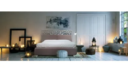 Bed Elise in padded fabric and wrought iron by Florentiabed.