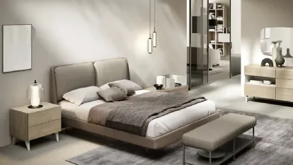 Felis M14 bed with padded headboard from Moretti Compact Giorno Notte.