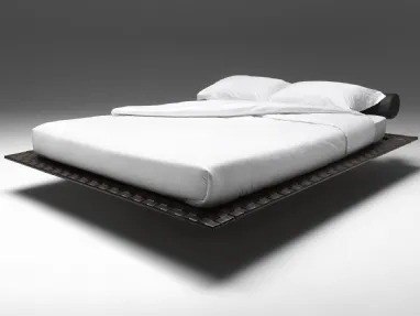 King size linear and light bed, made of leather, Flamingo Net by Noctis.