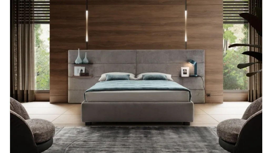 Bed with Horizon headboard by Le Comfort