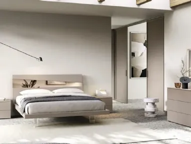 Icaro I14 bed in matte lacquered finish with aluminum insert by Moretti Compact Giorno Notte.