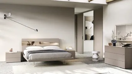 Icaro I14 bed in matte lacquered finish with aluminum insert by Moretti Compact Giorno Notte.