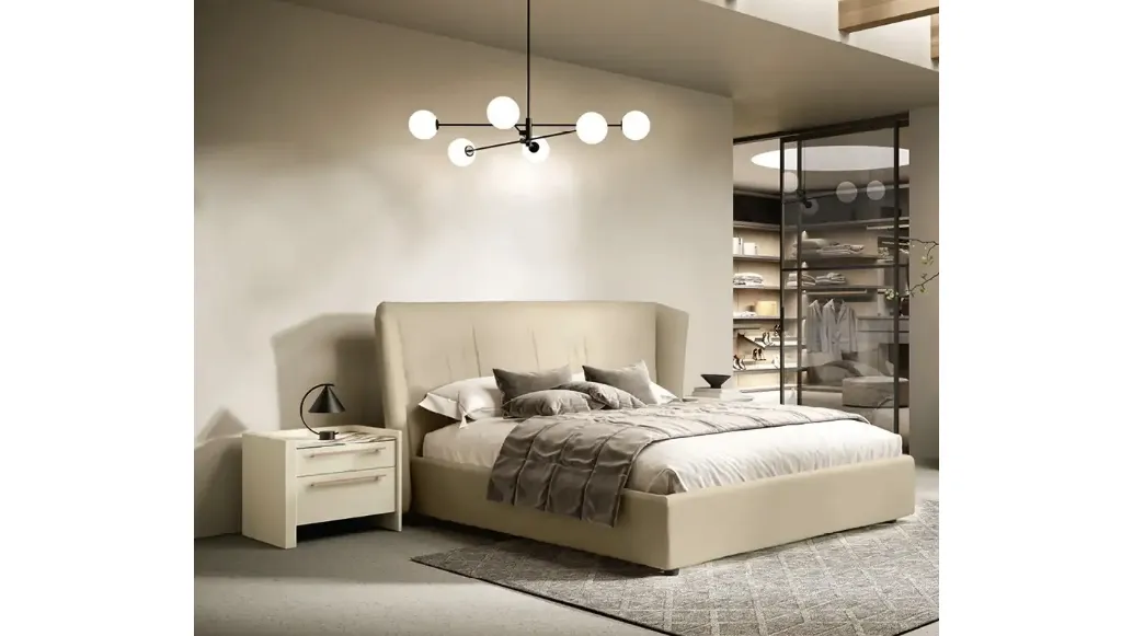 Bed Kaus Y13 in upholstered fabric by Moretti Compact Day Night