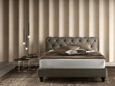 Padded bed in eco-leather with quilted headboard King by Bside.