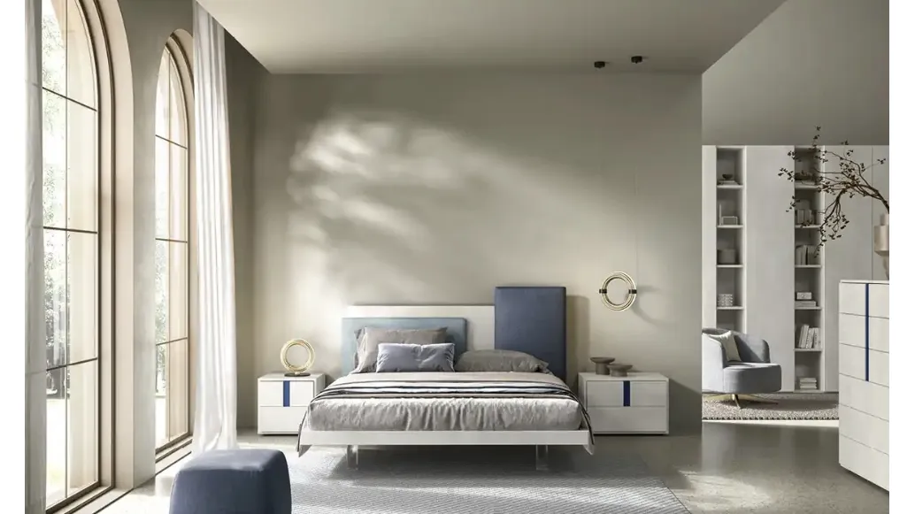 Mondrian C13 bed with headboard by Moretti Compact Giorno Notte