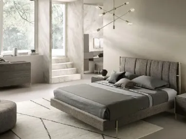 Rigel V12 bed with fabric headboard by Moretti Compact Giorno Notte.