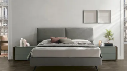 Upholstered fabric bed set by Tomasella.