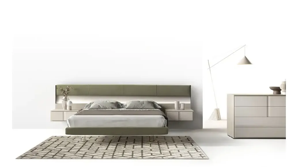 Bed Strip Panels C11 with padded headboard by Moretti Compact Giorno Notte.