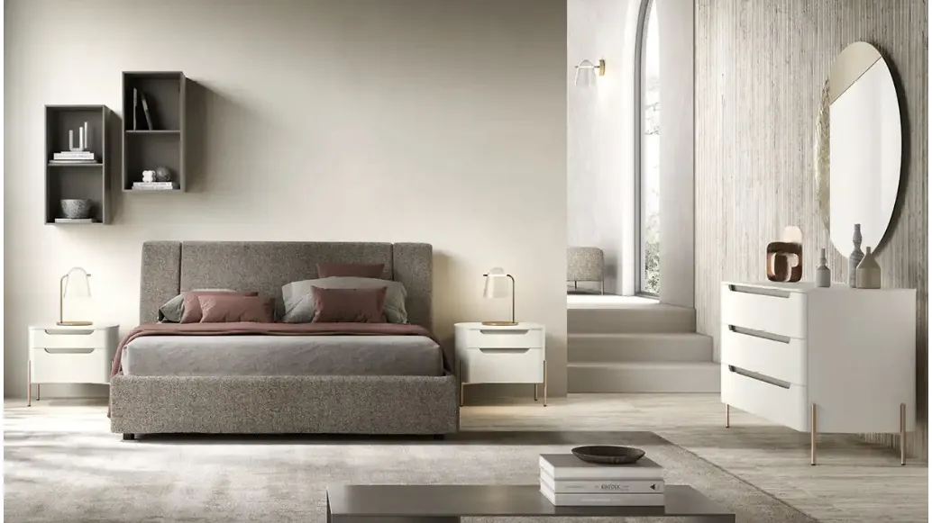 Vega A12 fabric upholstered bed by Moretti Compact Giorno Notte.