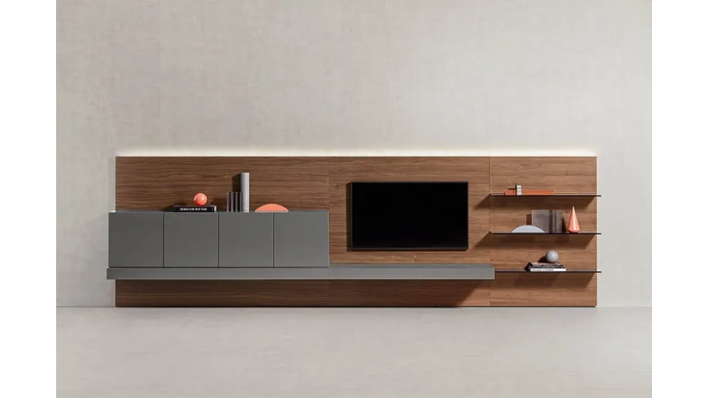 Wall Unit in Pianca's Lacquered Ash Gray.