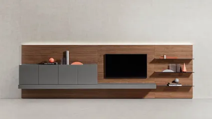 Wall Unit in Pianca's Lacquered Ash Gray.