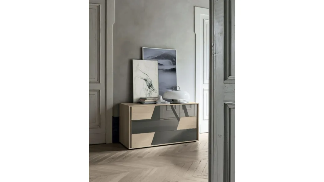 Tomasella Kross dresser in materic with glass inserts