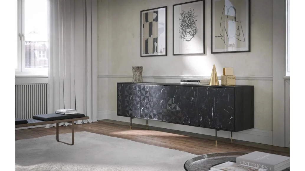 Ash wood and marble Apex sideboard by Tonin Casa.