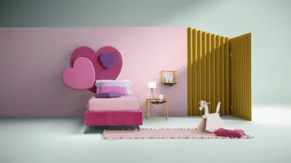 Modern single bed with Sweet heart-shaped headboard by Bside.