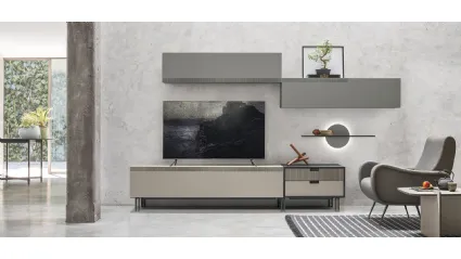 Mobile TV stand TIME UNIT TI 113 in basalt and sand CDF by Tomasella.