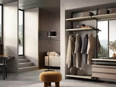 Orion O421 wardrobe in ash wood and lacquered pink colorado by Moretti Compact Giorno Notte.