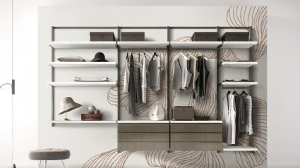 Orion O422 walk-in closet in melamine resin and ribbing by Moretti Compact Giorno Notte.