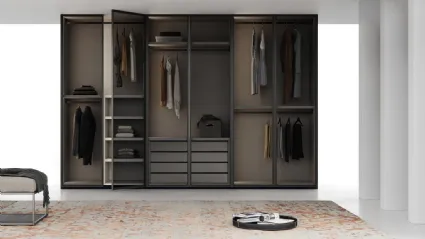 Wardrobe with swing glass door with aluminum profile Linear by Fimar.