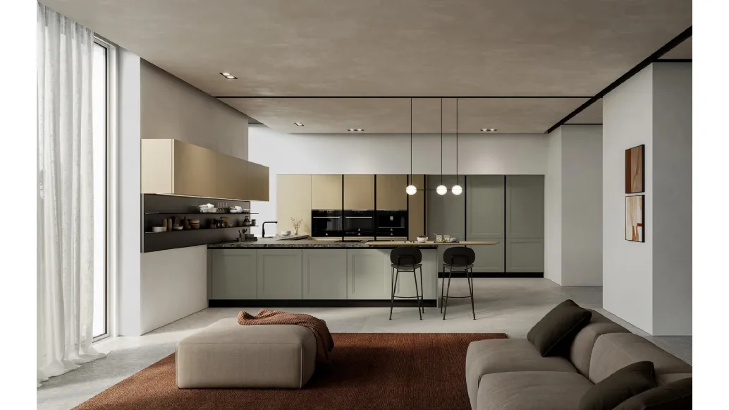 Modern kitchen with peninsula Meg 03 by Arredo3